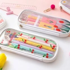 Accessories Kawaii Cherry Bear Clear Transparent Pencil Case