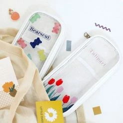 Accessories Kawaii Cherry Bear Clear Transparent Pencil Case