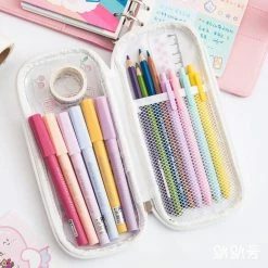 Accessories Kawaii Cherry Bear Clear Transparent Pencil Case