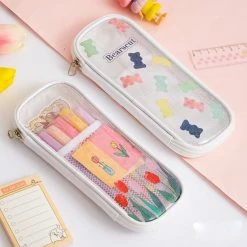 Accessories Kawaii Cherry Bear Clear Transparent Pencil Case