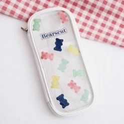 Accessories Kawaii Cherry Bear Clear Transparent Pencil Case