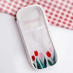 Accessories Kawaii Cherry Bear Clear Transparent Pencil Case