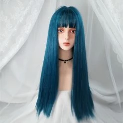Apparel Kawaii Cosplay Synthetic Straight 24in Long Hair With Bangs Womens Wig