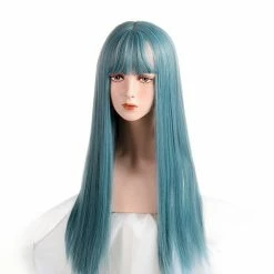 Apparel Kawaii Cosplay Synthetic Straight 24in Long Hair With Bangs Womens Wig