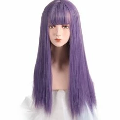 Apparel Kawaii Cosplay Synthetic Straight 24in Long Hair With Bangs Womens Wig