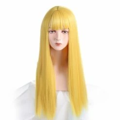 Apparel Kawaii Cosplay Synthetic Straight 24in Long Hair With Bangs Womens Wig