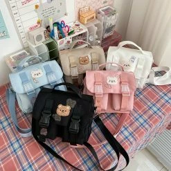 Apparel Kawaii Embroidered Bear Satchel