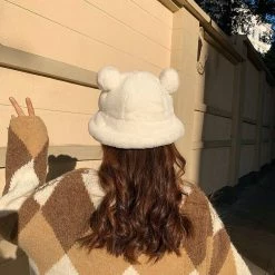 Apparel Kawaii Faux Fur Bear Bucket Hat