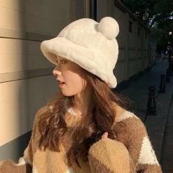 Apparel Kawaii Faux Fur Bear Bucket Hat