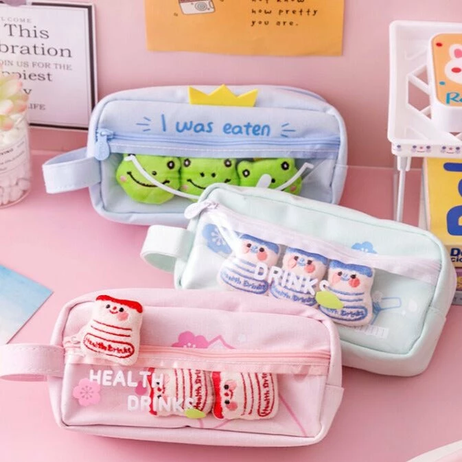 Accessories Kawaii Frog & Yakult Mini Plush Pencil Case Sea Animals 3 Accessories Kawaii Frog & Yakult Mini Plush Pencil Case Sea Animals