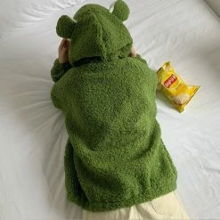Apparel Kawaii Frog Zip-up Fluffy Over-sized Jacket