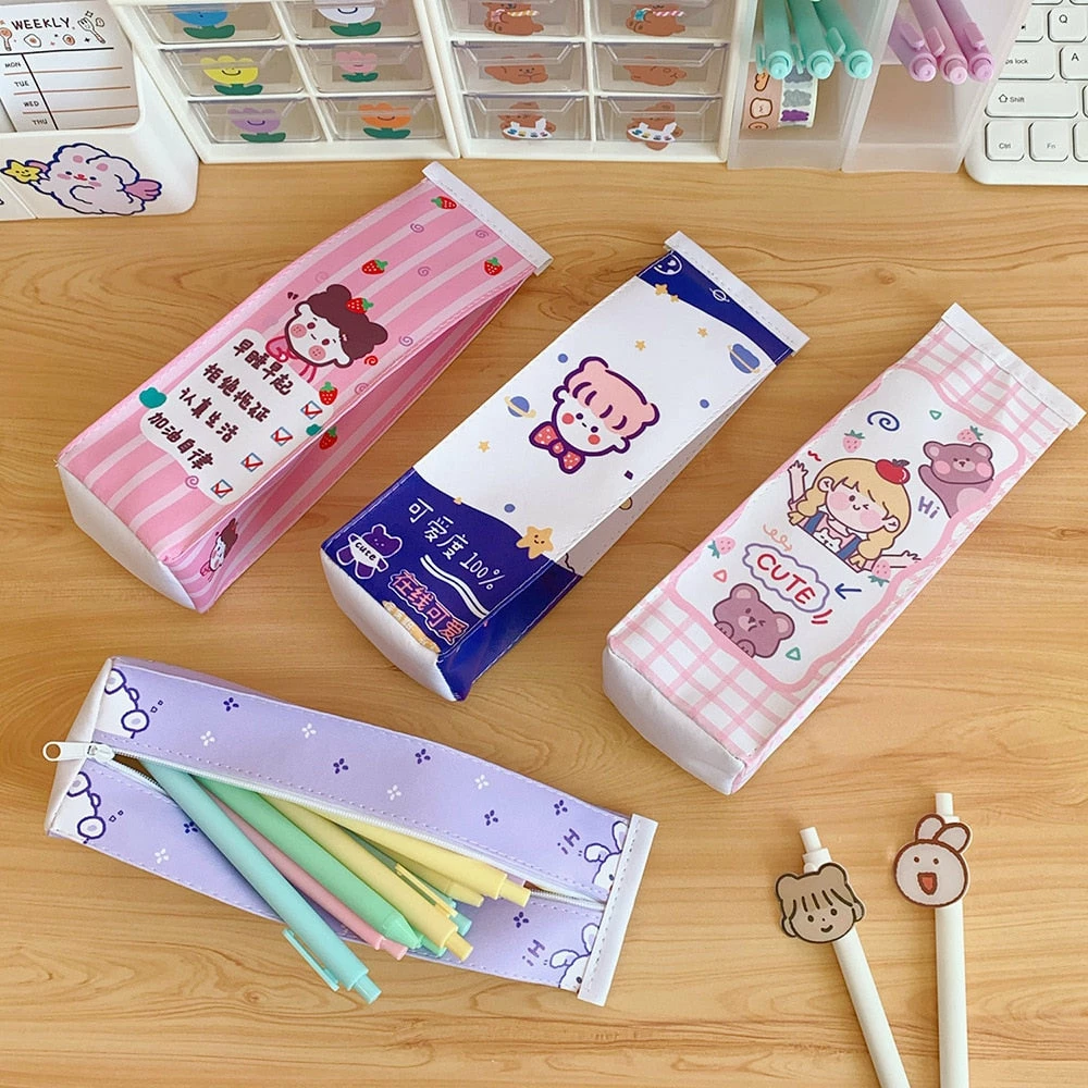 Accessories Kawaii Girl And Friends Milk Carton Pencil Case Stationery 12 Accessories Kawaii Girl And Friends Milk Carton Pencil Case Stationery