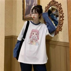 Apparel Kawaii Girl Top With Long Raglan Sleeves