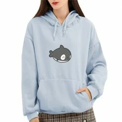 Apparel Kawaii Gray Whale Part-Cotton Hoodie