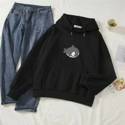 Apparel Kawaii Gray Whale Part-Cotton Hoodie