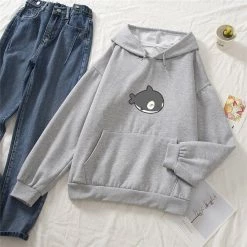 Apparel Kawaii Gray Whale Part-Cotton Hoodie