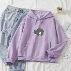 Apparel Kawaii Gray Whale Part-Cotton Hoodie