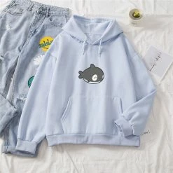 Apparel Kawaii Gray Whale Part-Cotton Hoodie