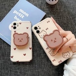 Accessories Kawaii Hearts Bear IPhone Case With Holder