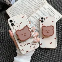 Accessories Kawaii Hearts Bear IPhone Case With Holder