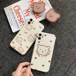 Accessories Kawaii Hearts Bear IPhone Case With Holder