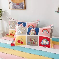 Home Decor Kawaii Illustration Checked Supreme Bedding Set
