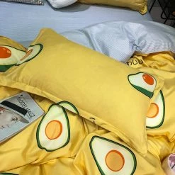 Home Decor Home & Pets Kawaii Japanese Yellow Avocado Paradise Bedding Set