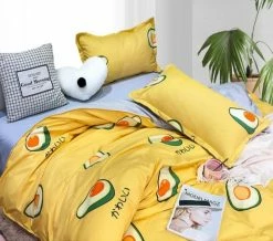 Home Decor Home & Pets Kawaii Japanese Yellow Avocado Paradise Bedding Set