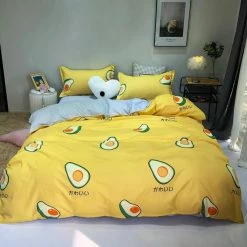Home Decor Home & Pets Kawaii Japanese Yellow Avocado Paradise Bedding Set