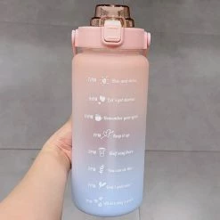 Home Decor Home & Pets Kawaii Jumbo Plastic 2000ml Water Bottle With Time Marker & Straw