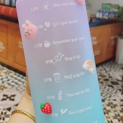 Home Decor Home & Pets Kawaii Jumbo Plastic 2000ml Water Bottle With Time Marker & Straw