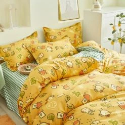 Home Decor Kawaii Little Chicks And Rhino Themed Printed Bedding Set Home & Pets