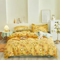 Home Decor Kawaii Little Chicks And Rhino Themed Printed Bedding Set Home & Pets