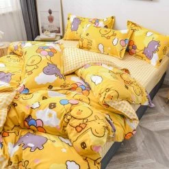 Home Decor Kawaii Little Chicks And Rhino Themed Printed Bedding Set Home & Pets