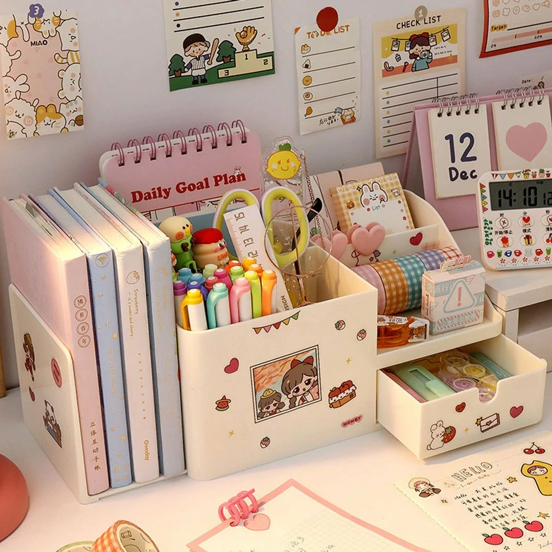Accessories Kawaii Multifunctional Desktop Organiser Stationery 13 Accessories Kawaii Multifunctional Desktop Organiser Stationery