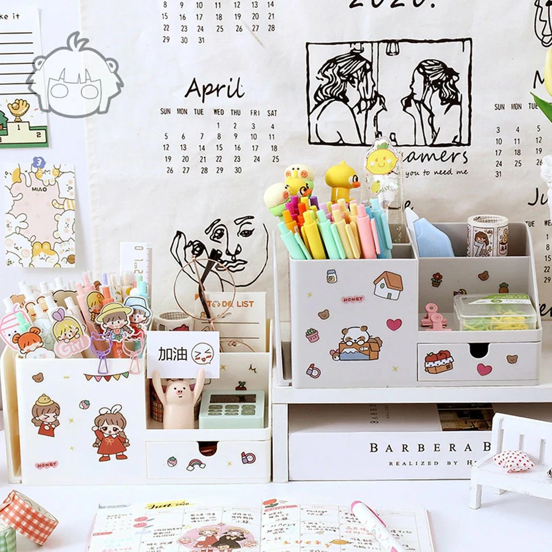 Accessories Kawaii Multifunctional Desktop Organiser Stationery 6 Accessories Kawaii Multifunctional Desktop Organiser Stationery