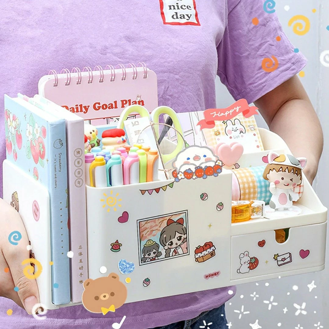 Accessories Kawaii Multifunctional Desktop Organiser Stationery 7 Accessories Kawaii Multifunctional Desktop Organiser Stationery