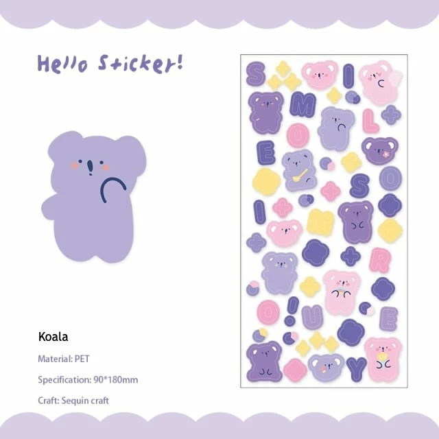 Accessories Kawaii Nature Animals Stickers Set 12 Accessories Kawaii Nature Animals Stickers Set