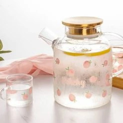 Home Decor Kawaii Peach Glass Kettle And Cups Set Home & Pets
