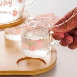 Home Decor Kawaii Peach Glass Kettle And Cups Set Home & Pets