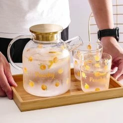 Home Decor Kawaii Peach Glass Kettle And Cups Set Home & Pets