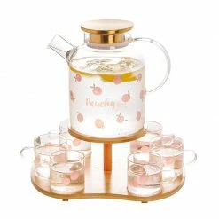 Home Decor Kawaii Peach Glass Kettle And Cups Set Home & Pets