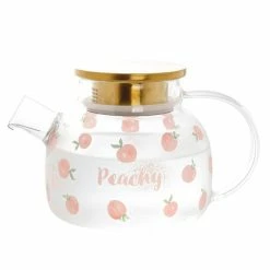 Home Decor Kawaii Peach Glass Kettle And Cups Set Home & Pets