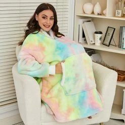 Apparel Kawaii Rainbow Oversized Thick Blanket Hoodie