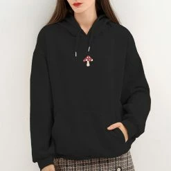 Apparel Kawaii Red Mushroom Part-Cotton Hoodie