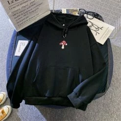 Apparel Kawaii Red Mushroom Part-Cotton Hoodie