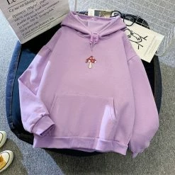 Apparel Kawaii Red Mushroom Part-Cotton Hoodie