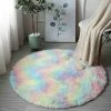 Home Decor Kawaii Soft Faux Fur Round Rainbow Rug 1 Home Decor Kawaii Soft Faux Fur Round Rainbow Rug