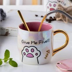 Home Decor Kawaii Scandinavian Pearl Glazed Ceramic Cat Mug