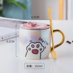 Home Decor Kawaii Scandinavian Pearl Glazed Ceramic Cat Mug
